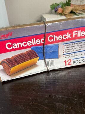 Vintage Easyfil 12 Pocket Cancelled Check Accordion File 9.5" x 4.5" New